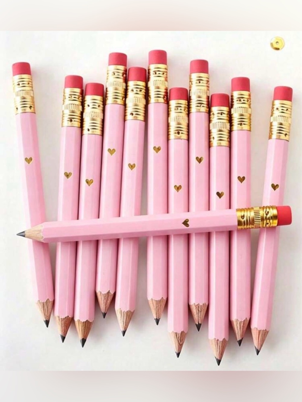 Pink Heart Topped Kids Pencil with Pencil Sharpener- Pack of 20, NWT